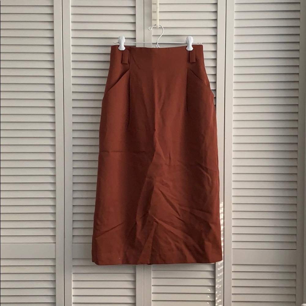 Vintage Rust Pencil Skirt with Pockets size 8